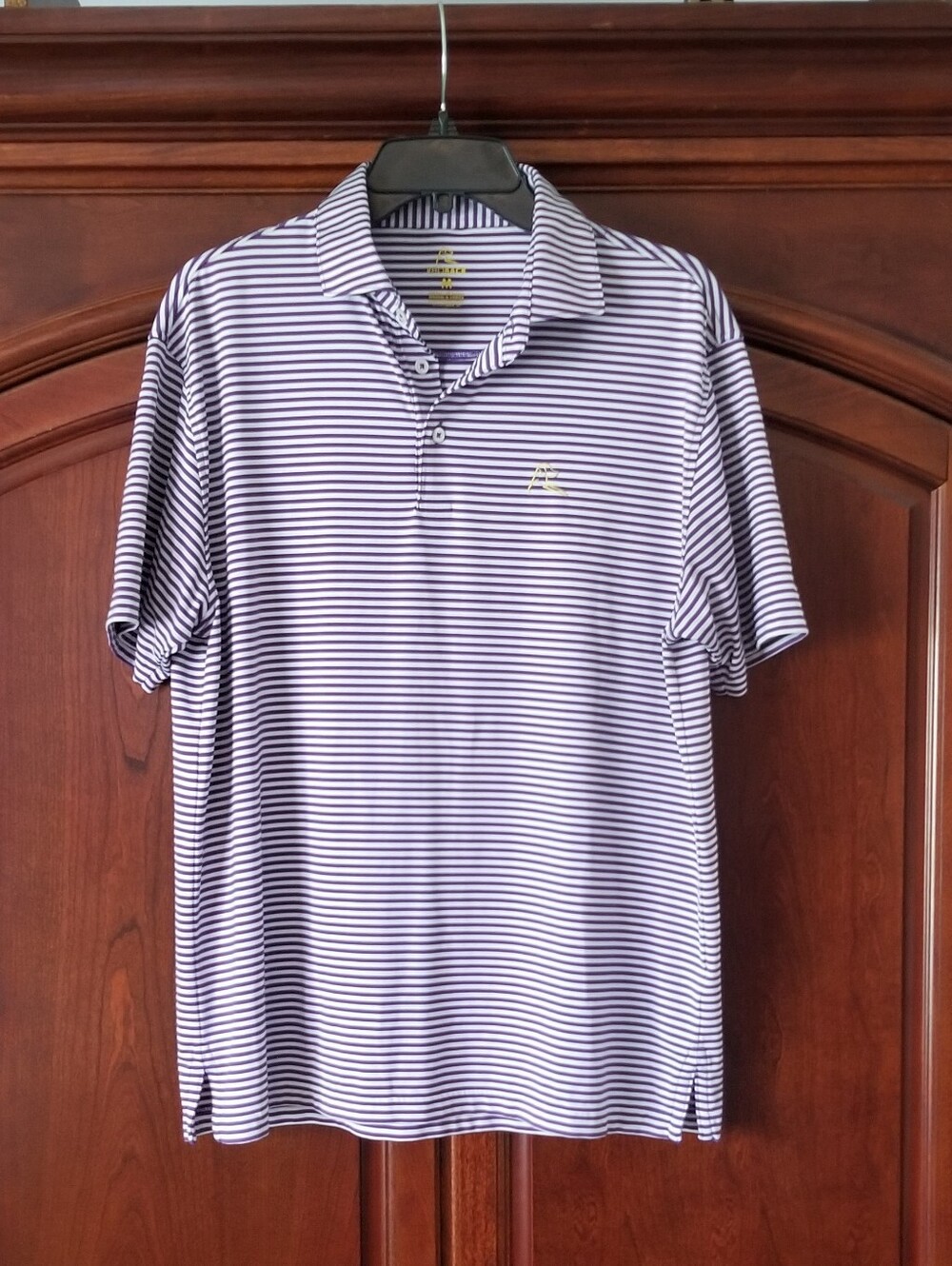 Rhoback The Birdie Stripe Purple And White Striped Performance Polo Size M